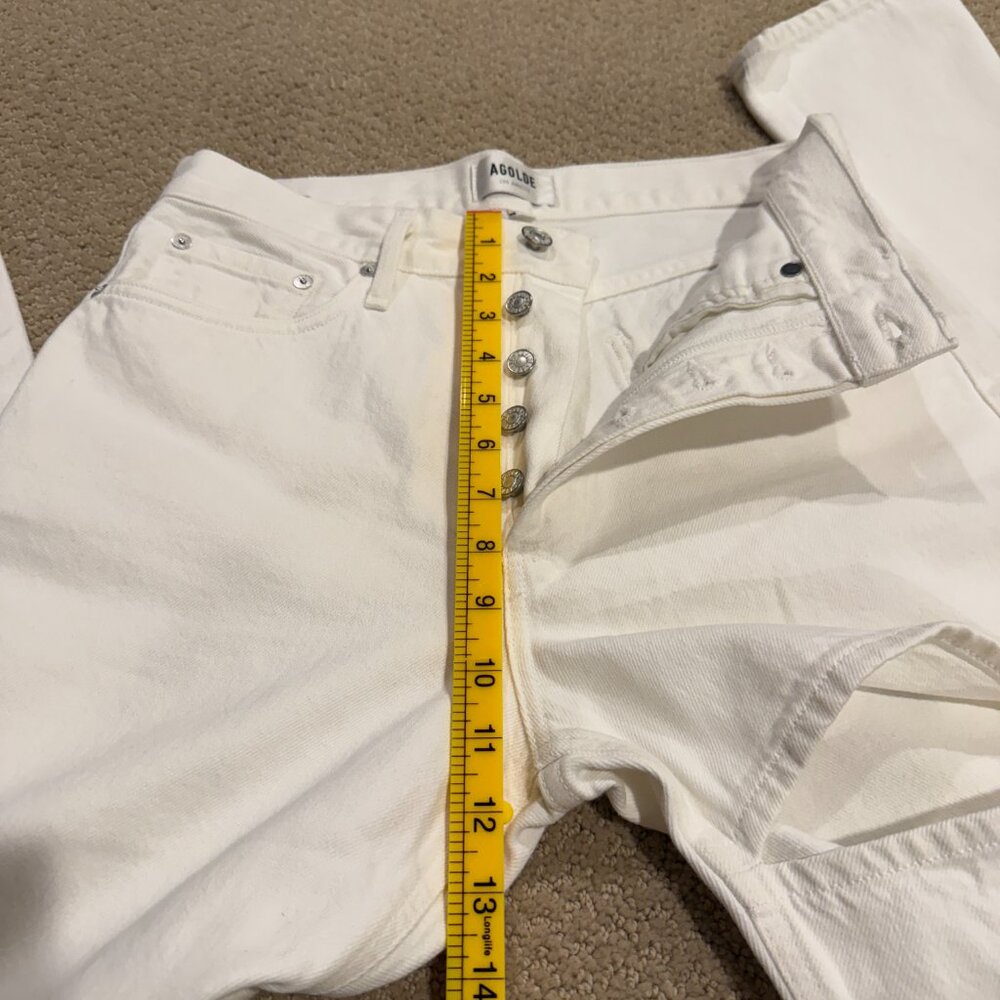 Agolde Lana Slice Jean in Element White Mid Rise Straight Leg Size 26 A9042-1183 - Picture 10 of 15